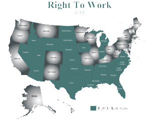 2013 Right to Work States Map