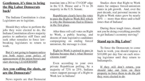 The Indiana Right To Work Ad: Daniels and Bosma