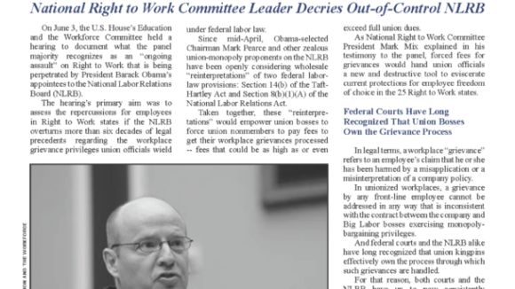 July 2015 National Right To Work Committee Newsletter available online