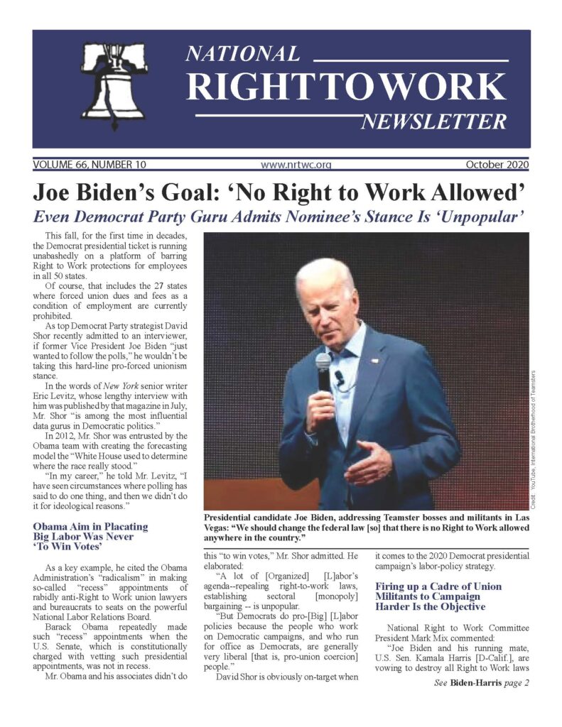 October 2020 National Right to Work Newsletter