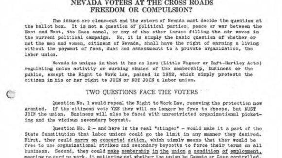 January 1956 National Right to Work Newsletter Summary