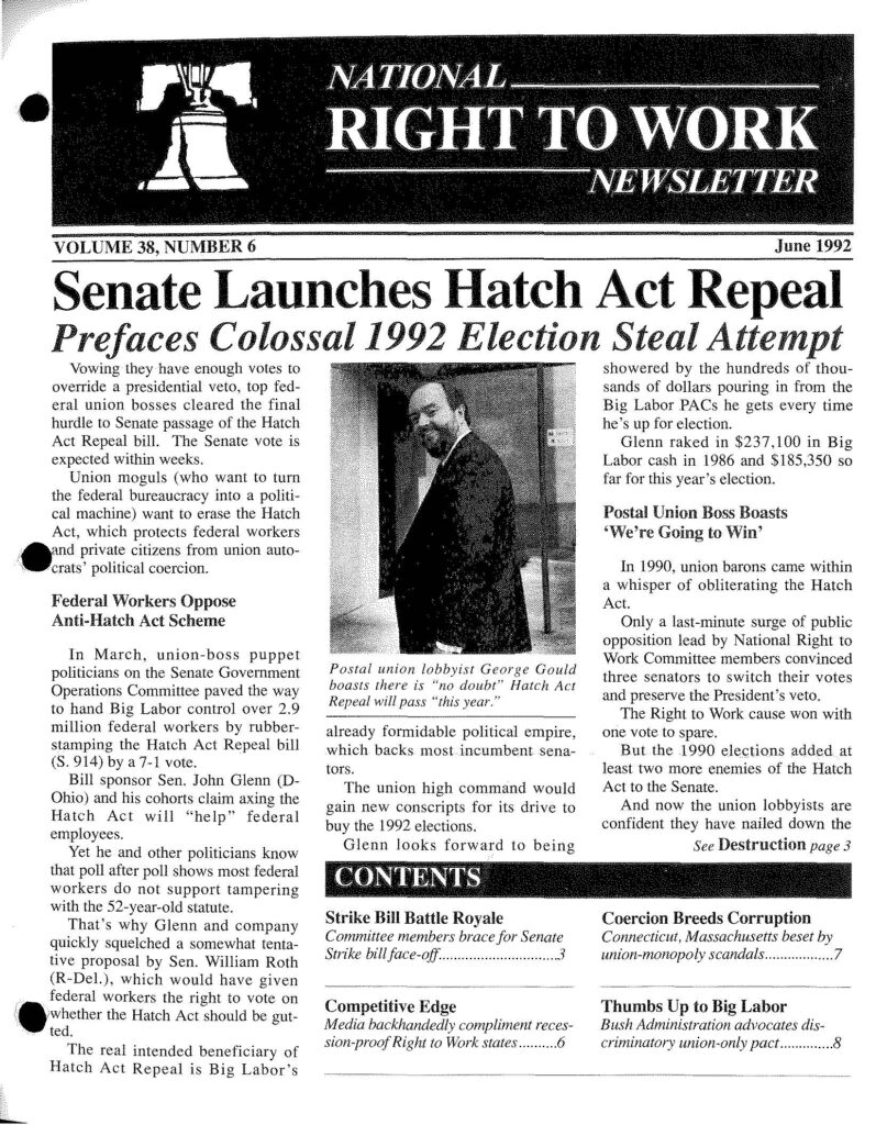 June 1992 National Right to Work Newsletter