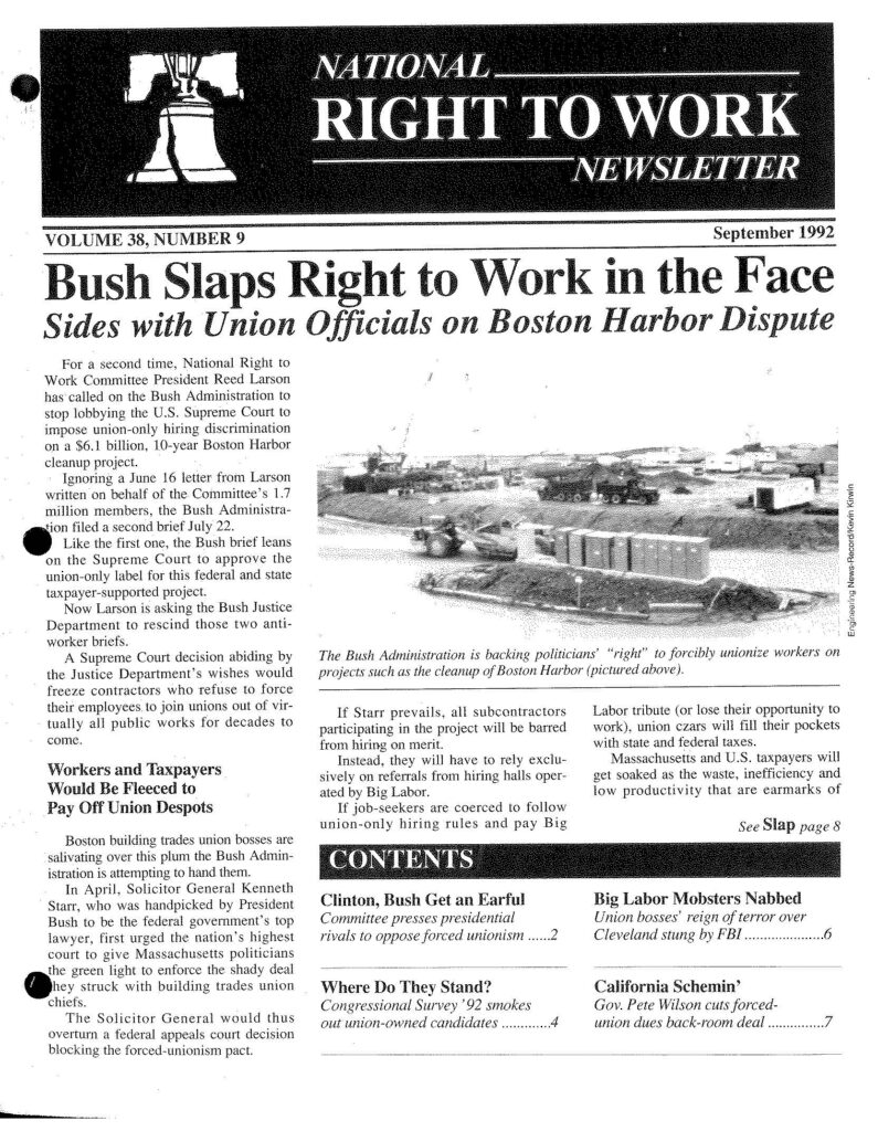 September 1992 National Right to Work Newsletter