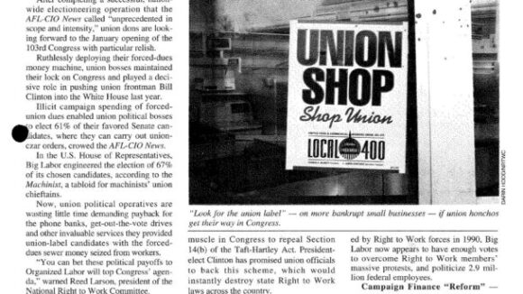 January 1993 National Right To Work Newsletter Summary
