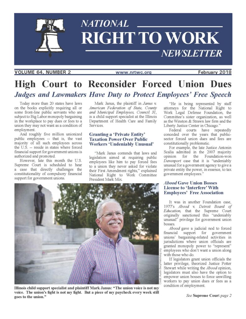 February 2018 National Right to Work Newsletter