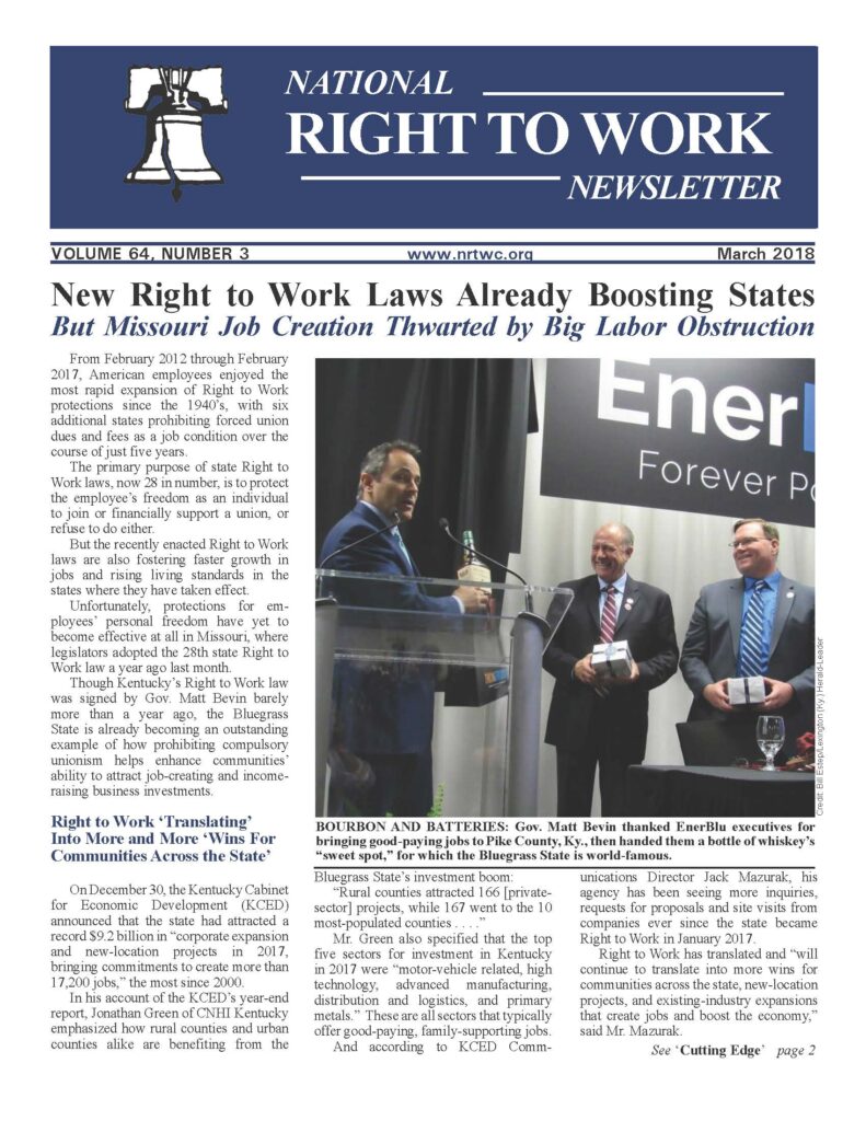 March 2018 National Right to Work Newsletter