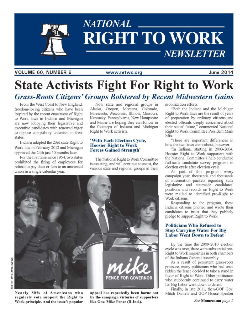 June 2014 National Right to Work Newsletter