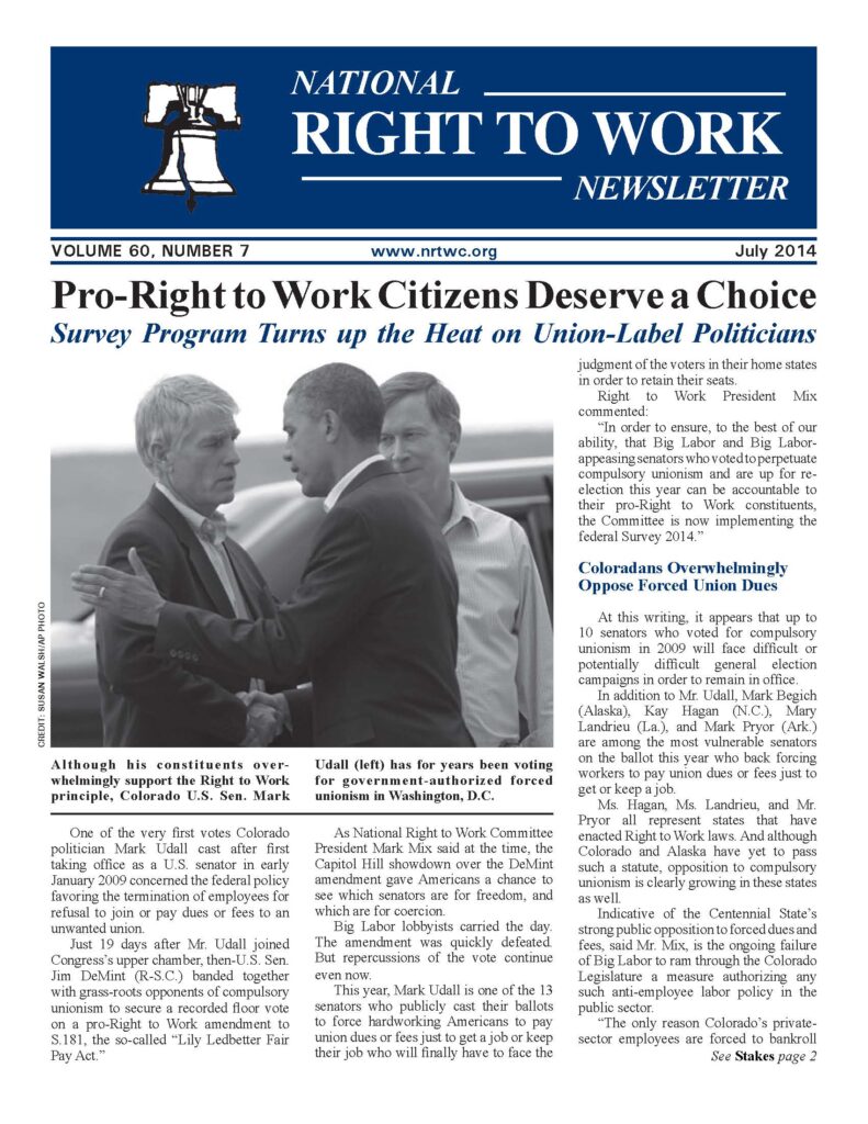 July 2014 National Right to Work Newsletter