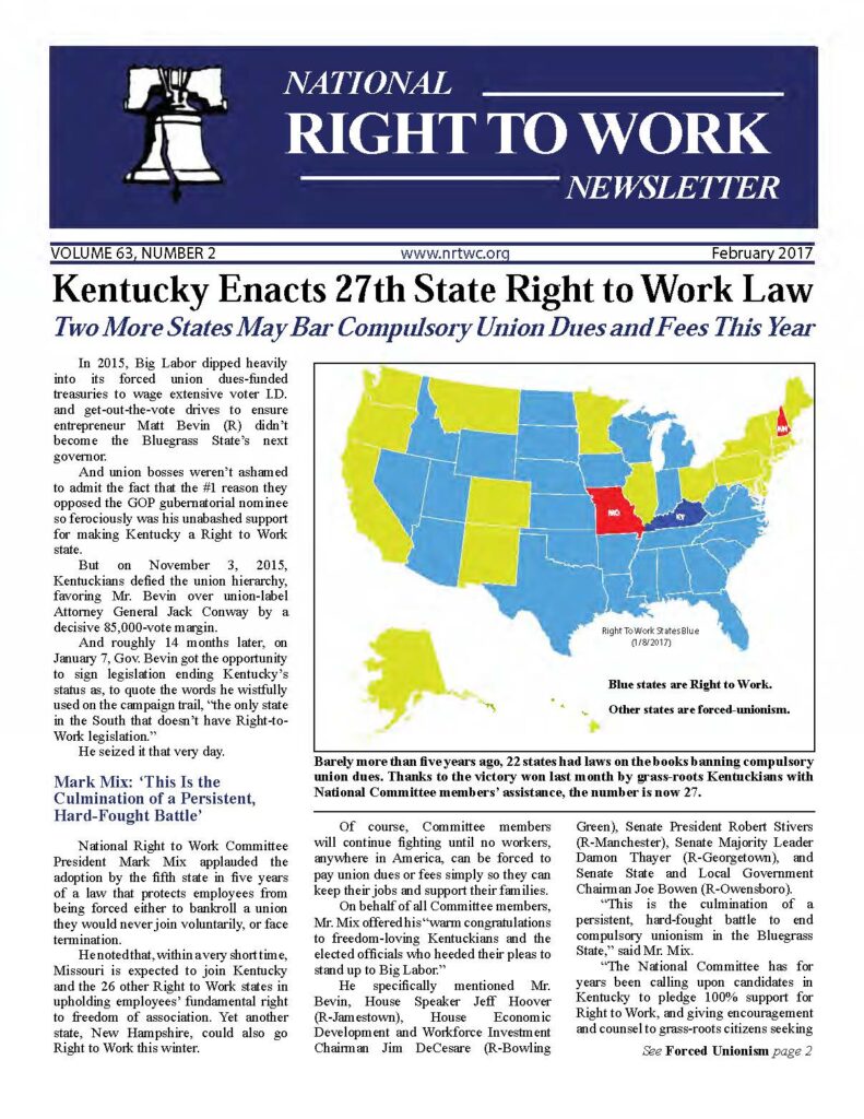 February 2017 National Right to Work Newsletter