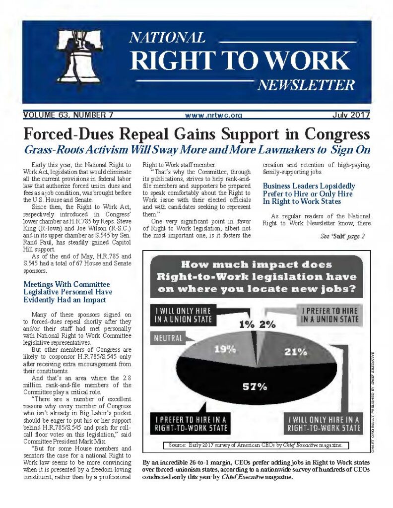 July 2017 National Right to Work Newsletter