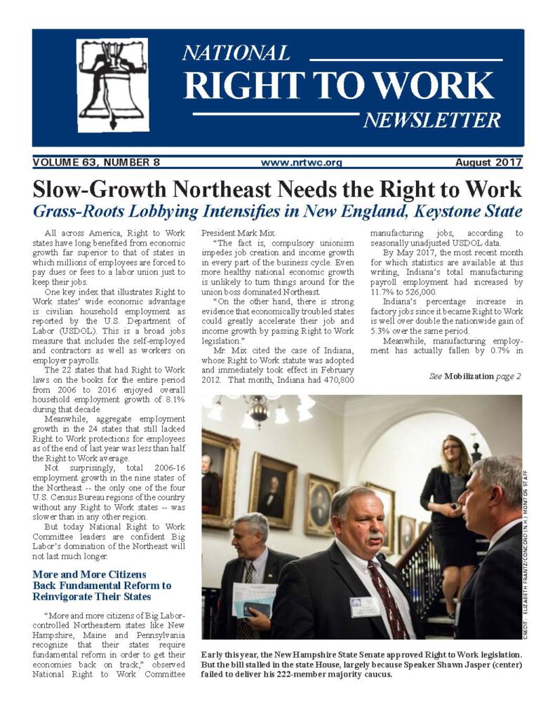 August 2018 National Right to Work Newsletter 