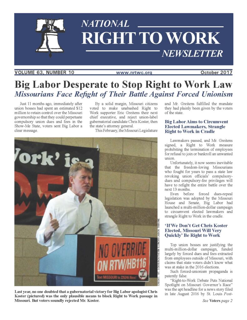 October 2017 National Right to Work Newsletter