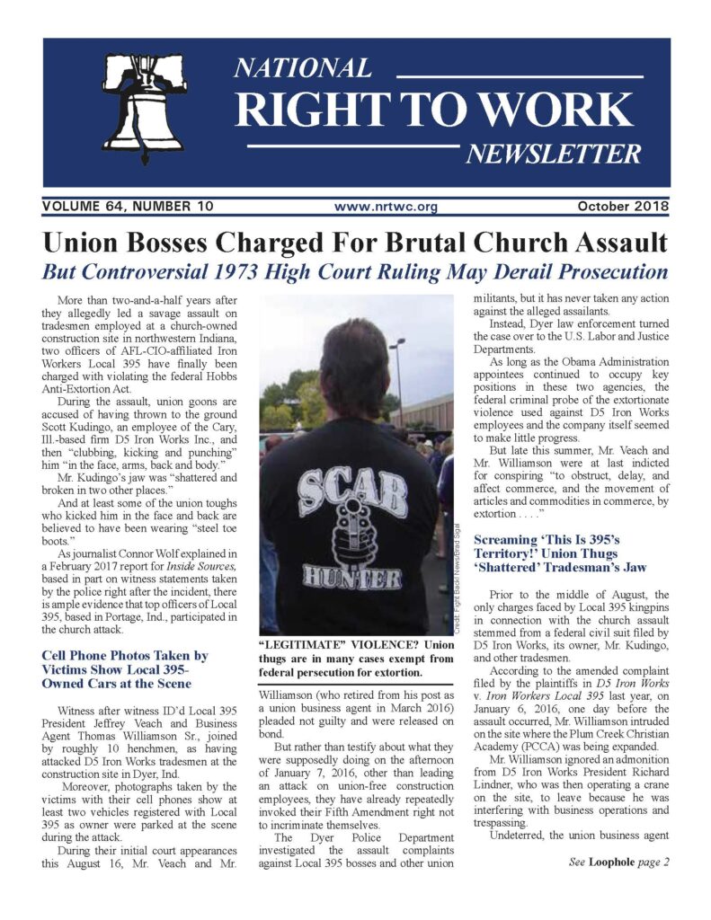 October 2018 National Right to Work Newsletter
