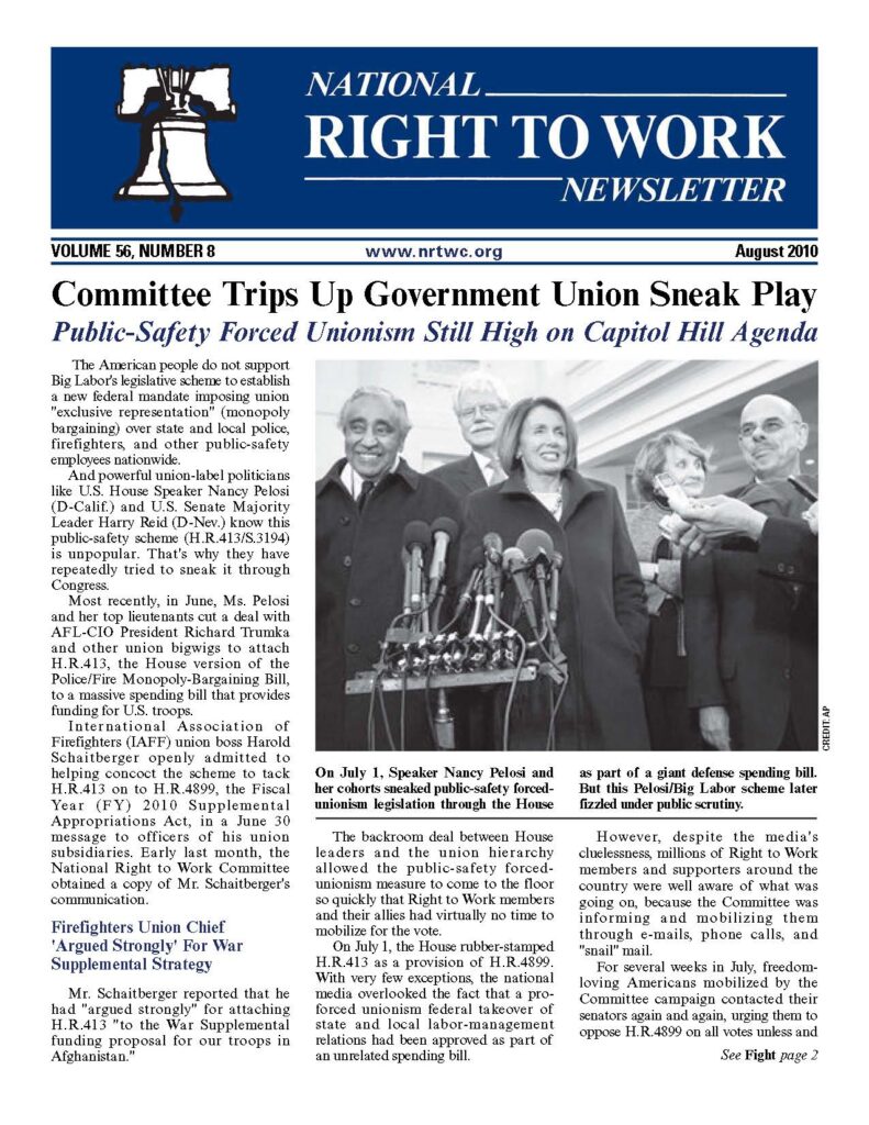 August 2010 National Right to work newsletter