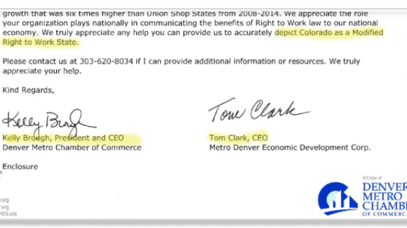 Colorado Officials Non-Right To Work Status Hurts
