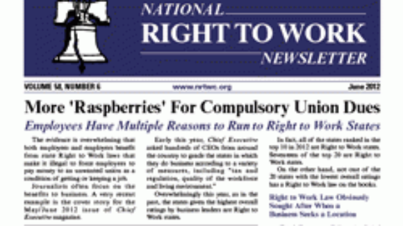 June 2012 National Right To Work Committee Newsletter Available Online