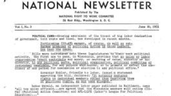 June 1955 National Right to Work Newsletter Summary