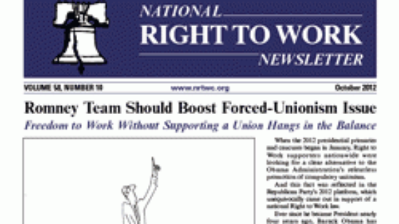 October 2012 National Right To Work Committee Newsletter Available Online