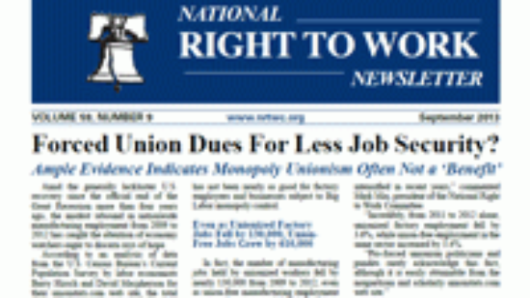 September 2013 National Right To Work Committee Newsletter Available Online