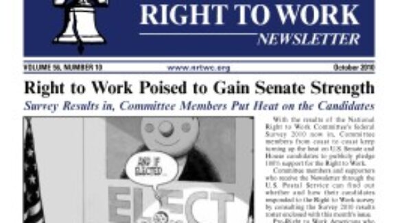 October 2010 issue of The National Right To Work Committee Newsletter is available