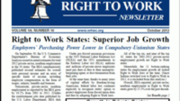 October 2013 National Right To Work Committee Newsletter Available Online