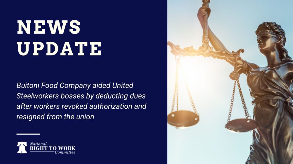 Buitoni Food Company aided United Steelworkers bosses by deducting dues after workers revoked authorization and resigned from the union