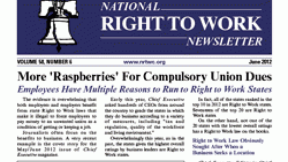 June 2012 National Right To Work Committee Newsletter Available Online