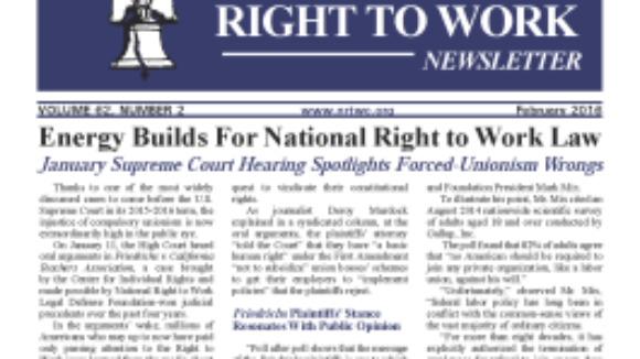 February 2016 National Right To Work Committee Newsletter available online