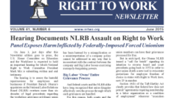 June 2015 National Right To Work Committee Newsletter available online
