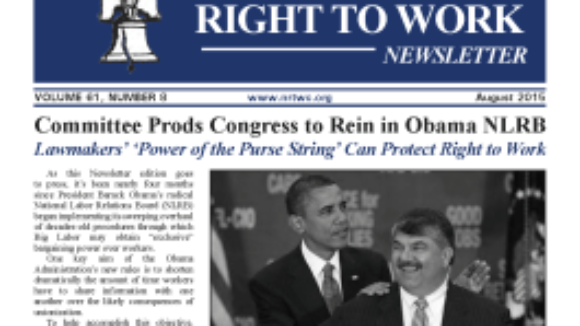 August 2015 National Right To Work Committee Newsletter available online