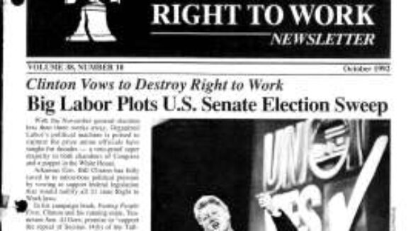 October 1992 National Right to Work Newsletter Summary