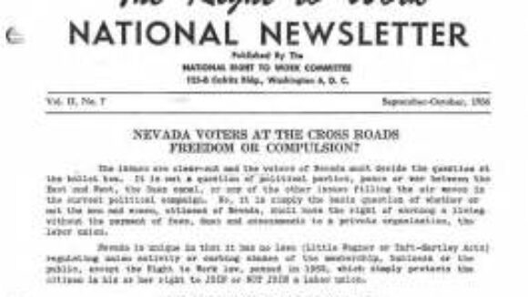 September/October 1956 National Right to Work Newsletter Summary