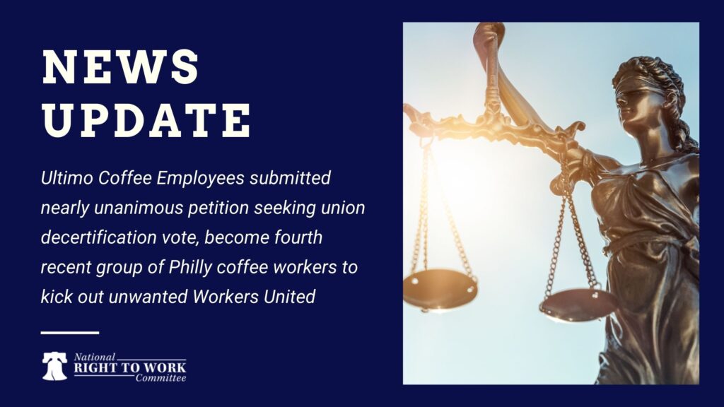Ultimo Coffee Employees submitted nearly unanimous petition seeking union decertification vote, become fourth recent group of Philly coffee workers to kick out unwanted Workers United 