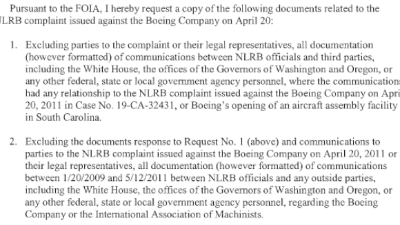 FOIA Seeks Records of Possible Collusion Between White House, Governors and the NLRB