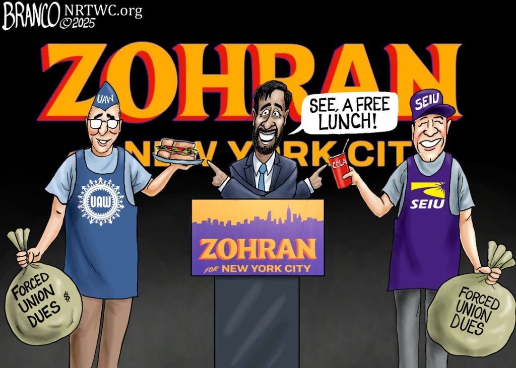 a political cartoon of Zohran Mamdani